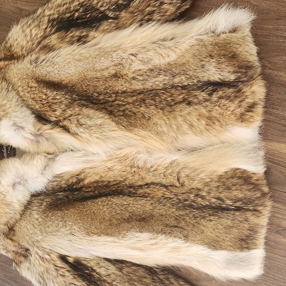 New Canadian Fur Co. Authentic Natural Letout Coyote Fur Jacket/ Coat - Picture 4 of 17